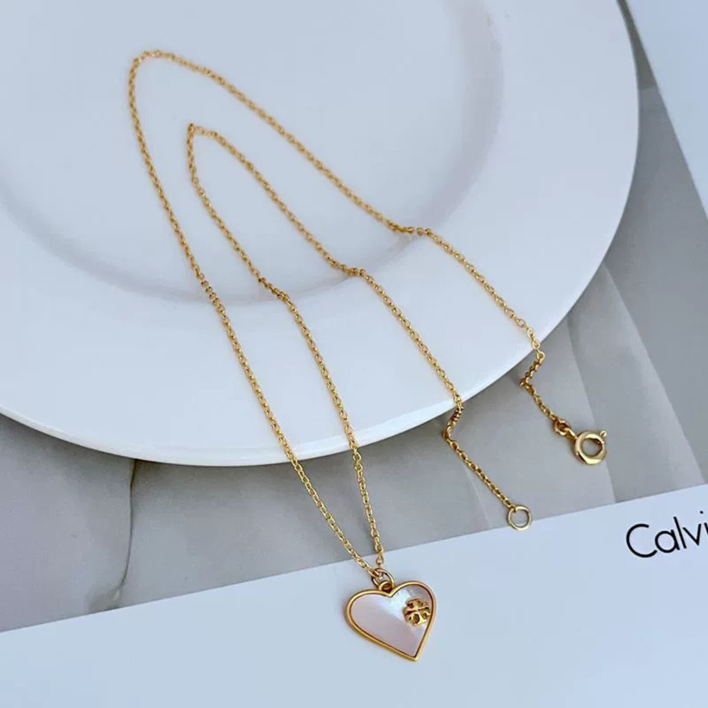 Tory Burch Heart Shell Inlaid Necklace